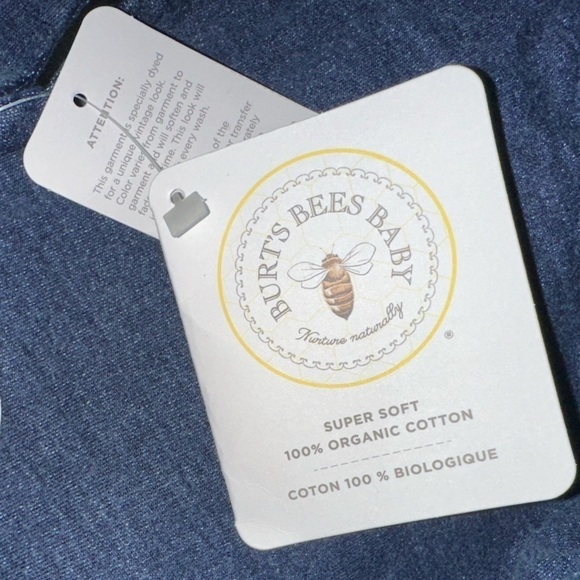 Burts Bees French Terry Knit Denim Wash Organic Cotton Super Soft Baby Dress NWT - Picture 12 of 13